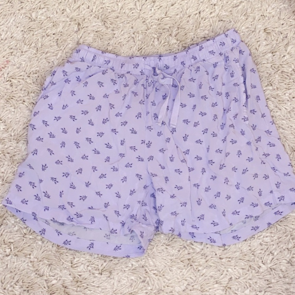 Comfy lavender print pajama shorts